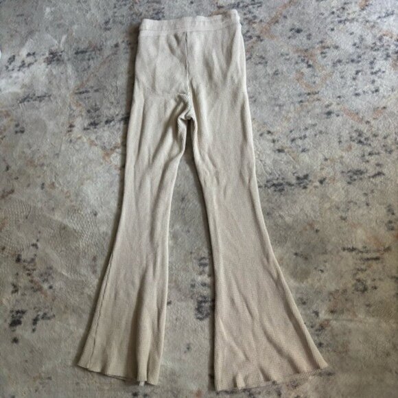 American Eagle Cream Waffle Knit Flared Pants - XS - Picture 1 of 6